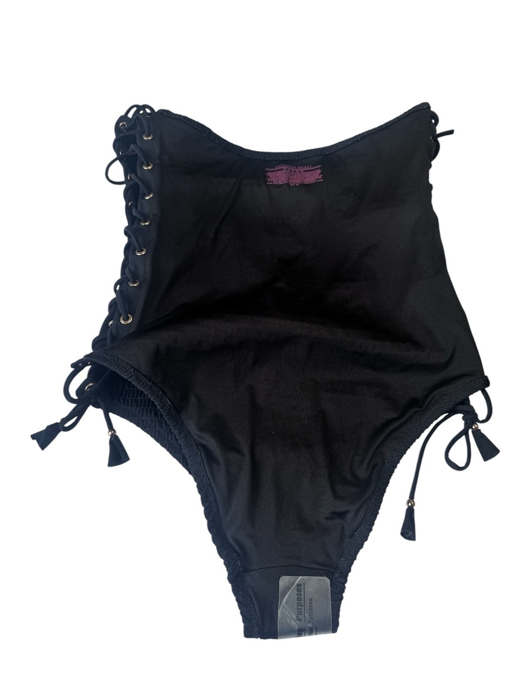 Victoria's Secret NEW Ensenada Smocked
LaceUp Halter Top M 1pc Black Swimsuit - Picture 6 of 16